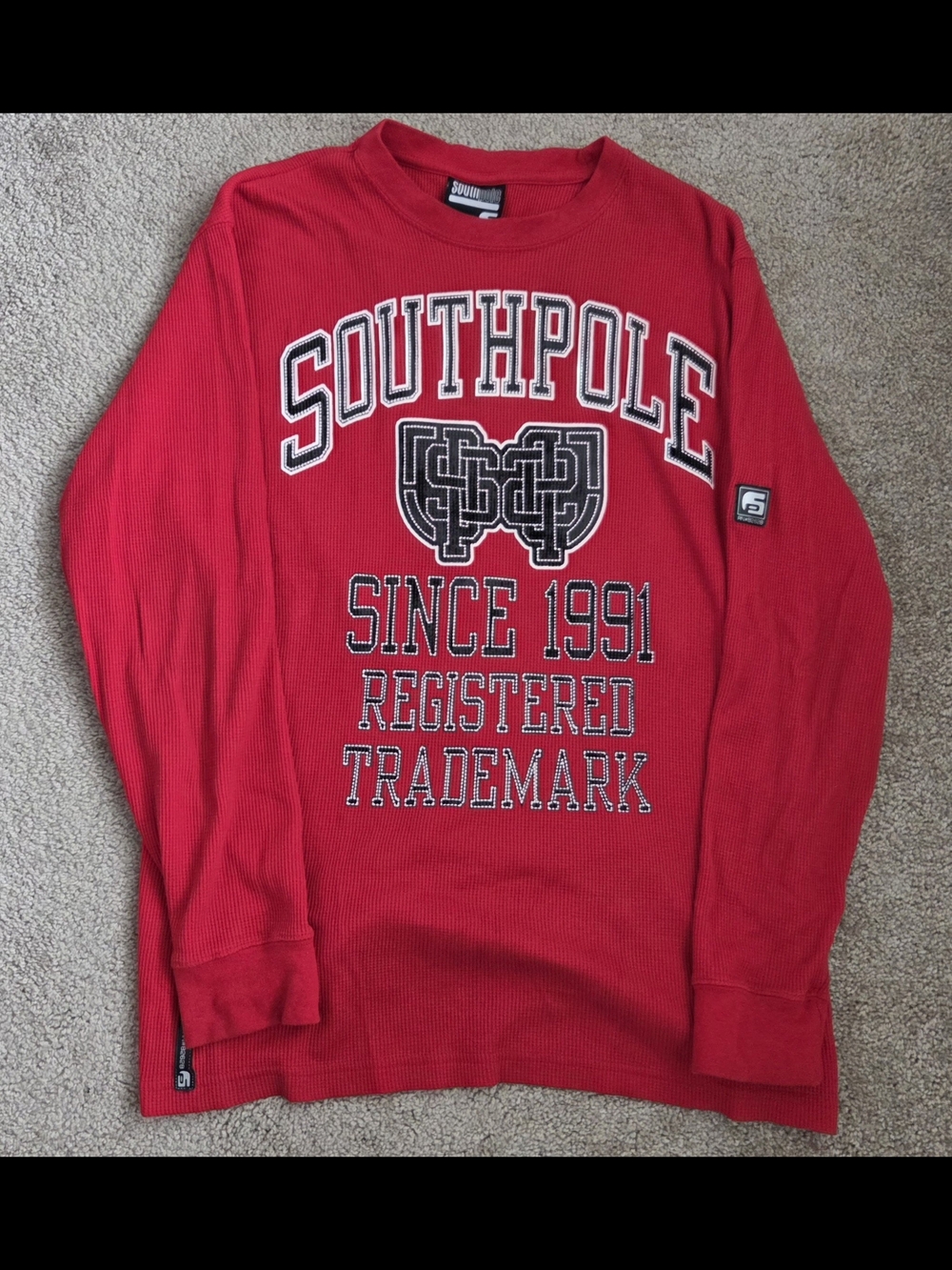 Southpole Vintage Y2K Red Graphic Thermal Long Sleeve Men's Large